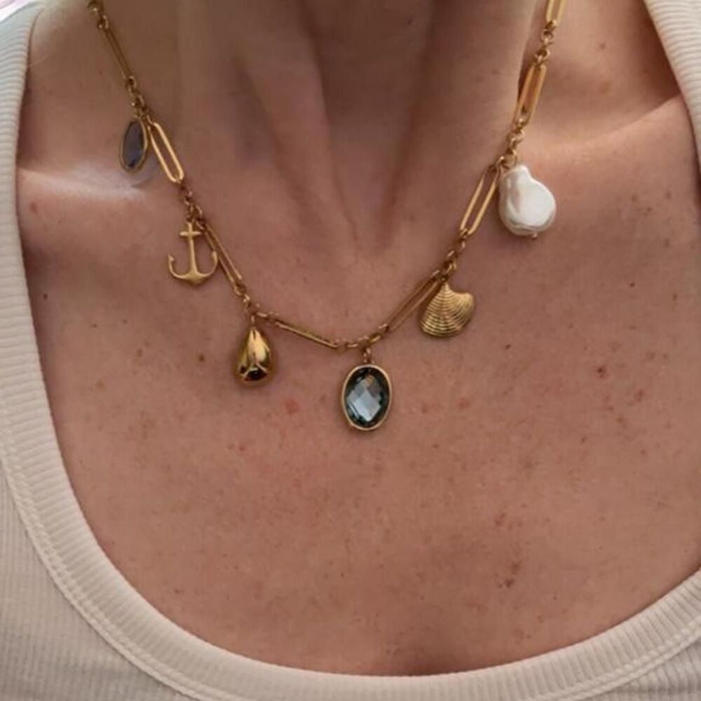 Lands' End Coastal Gold Nautical Mermaidcore Charm Necklace